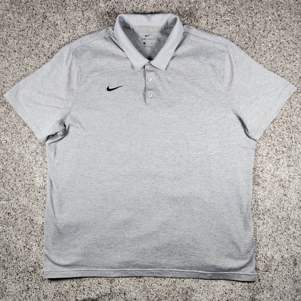 Nike Polo Shirt Mens XXL Gray Dri-FIT Short Sleeve Excellent